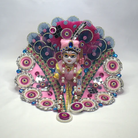 Pink Net Rhinestone Mirror Butti Shringar - Main