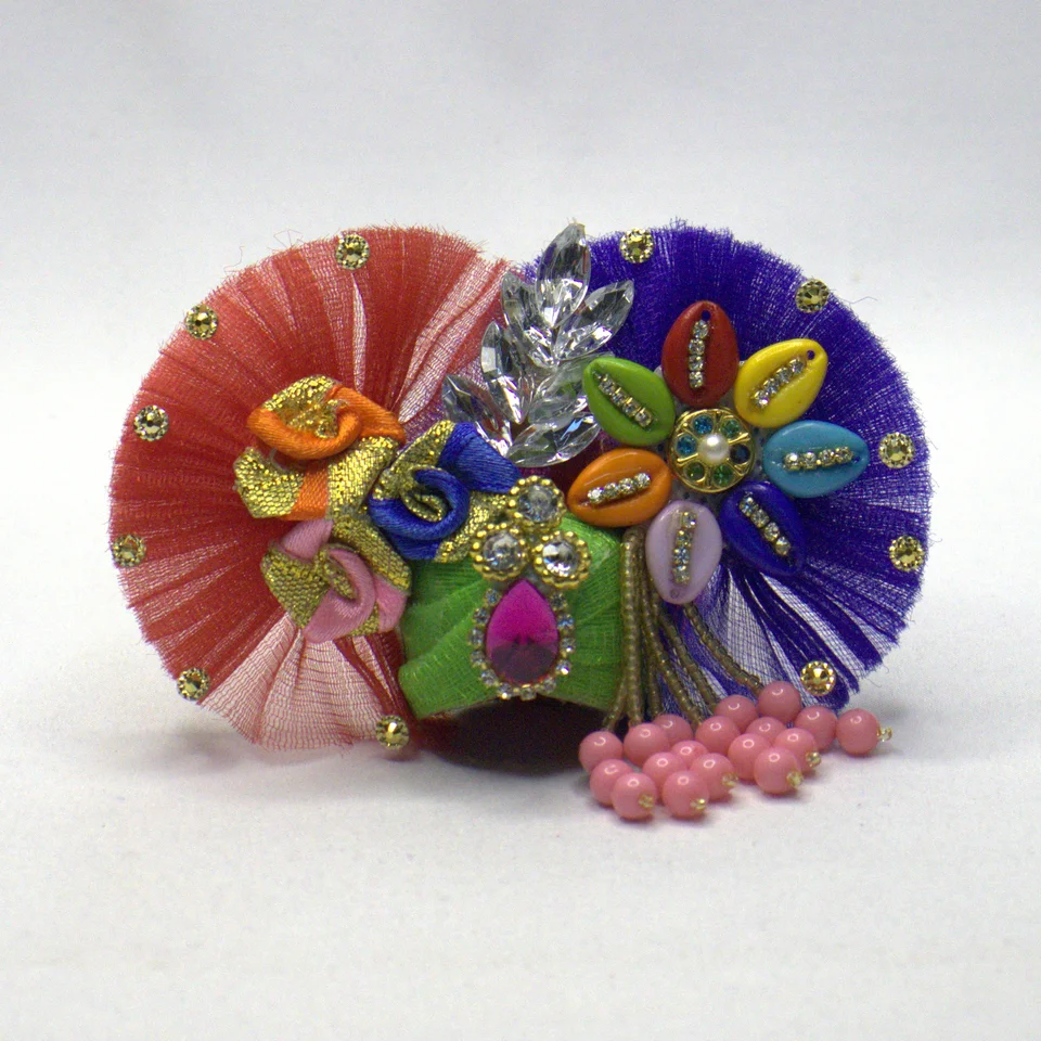 Vibrant Pink Net with Shell Work - Mukut