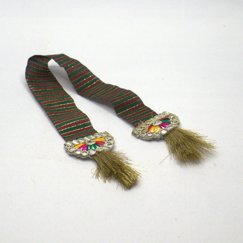 Dark Green Net Multicolor Shell Butti Mirror Work Shringar - Patka