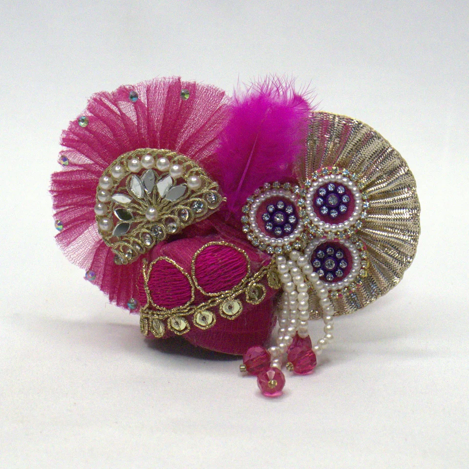 Magenta Net Fabric with Sequin Embellishments - Mukut