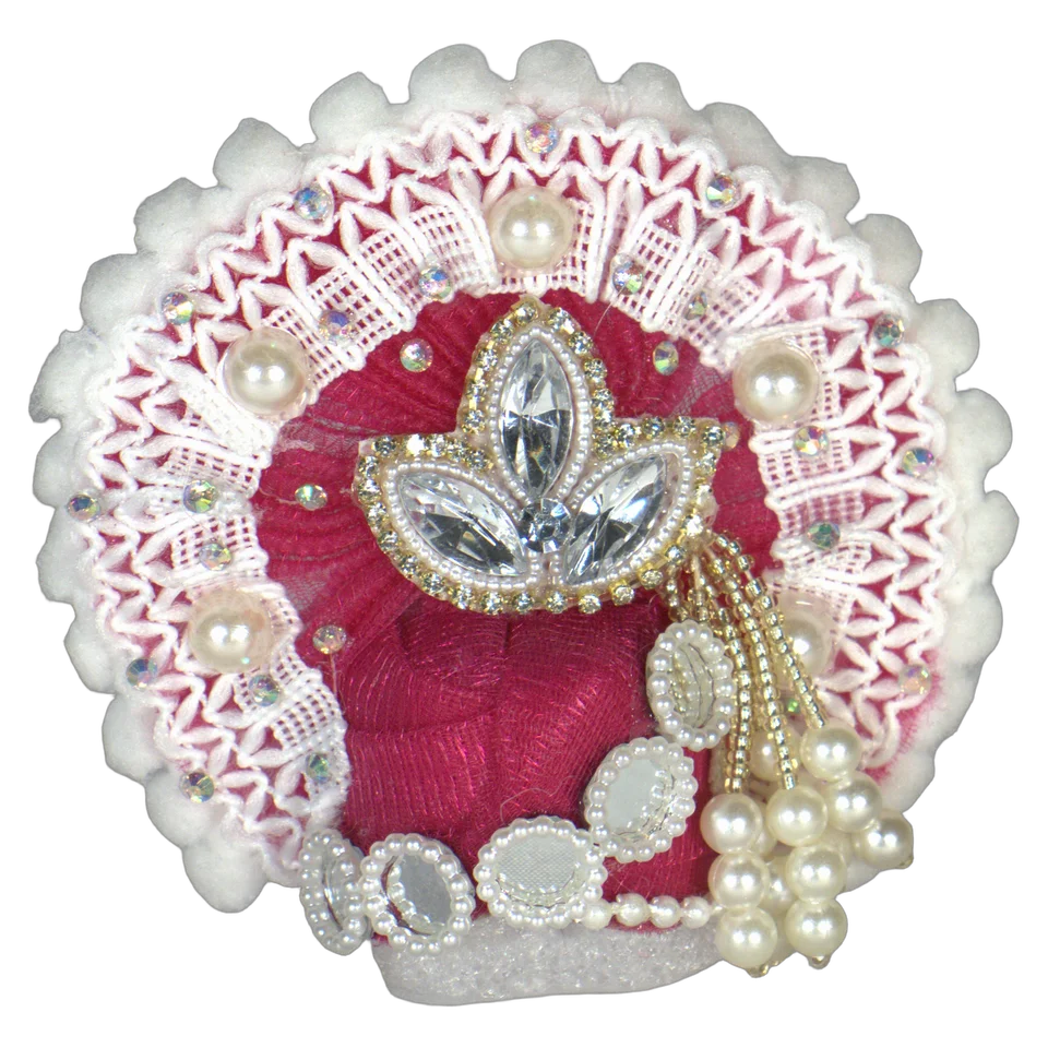 Magenta Net Pearl Work - Mukut