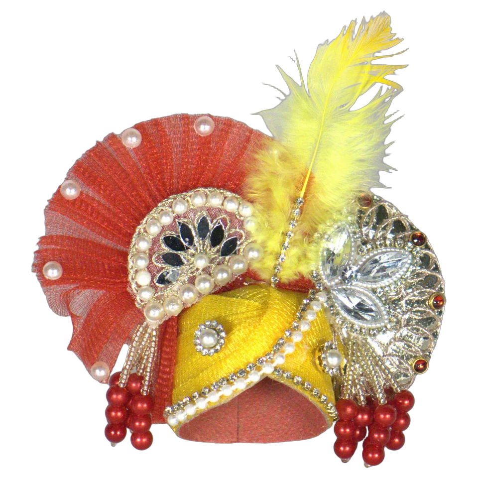 Yellow Net Mirror Pearl - Mukut